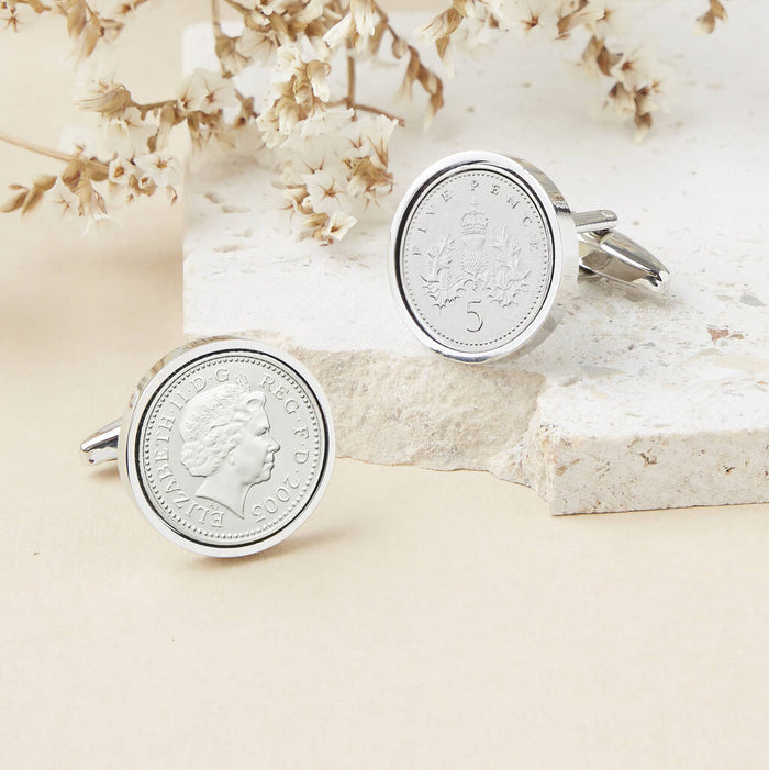 Five Pence 21st 2003 Birthday Coin Cufflinks