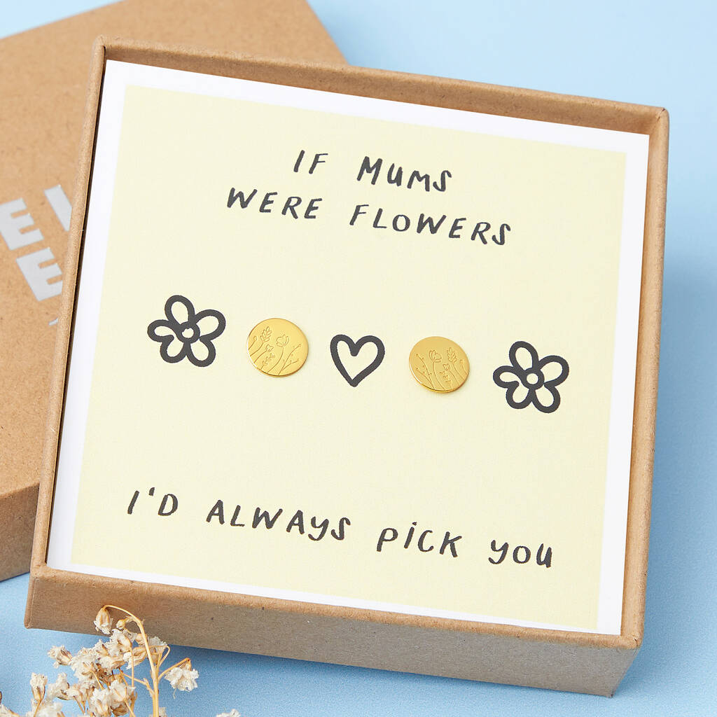 If Mums Were Flowers Gold Plated Mother's Day Flower Earrings