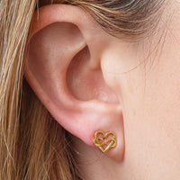 Gold Plated Infinity Heart Valentines Stud Earrings