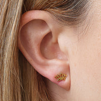 Gold Plated Lotus Flower Stud Earrings