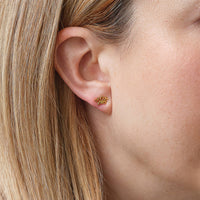 Gold Plated Lotus Flower Stud Earrings