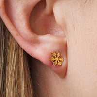 Gold Plated Snowflake Christmas Stud Earrings