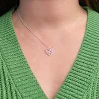 Heart And Crystal Stars Silver Necklace