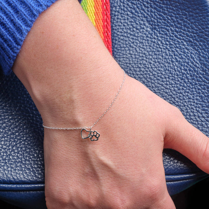 Heart And Paw Silver Bracelet