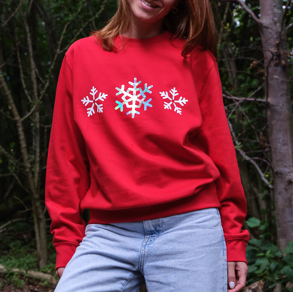 Holographic Snowflakes Christmas Jumper Sweatshirt