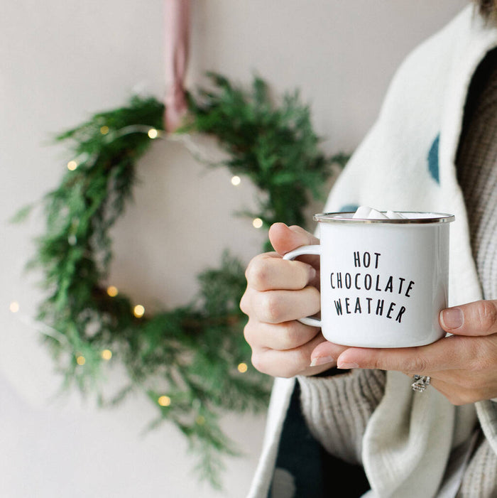 Hot Chocolate Weather Enamel Mug