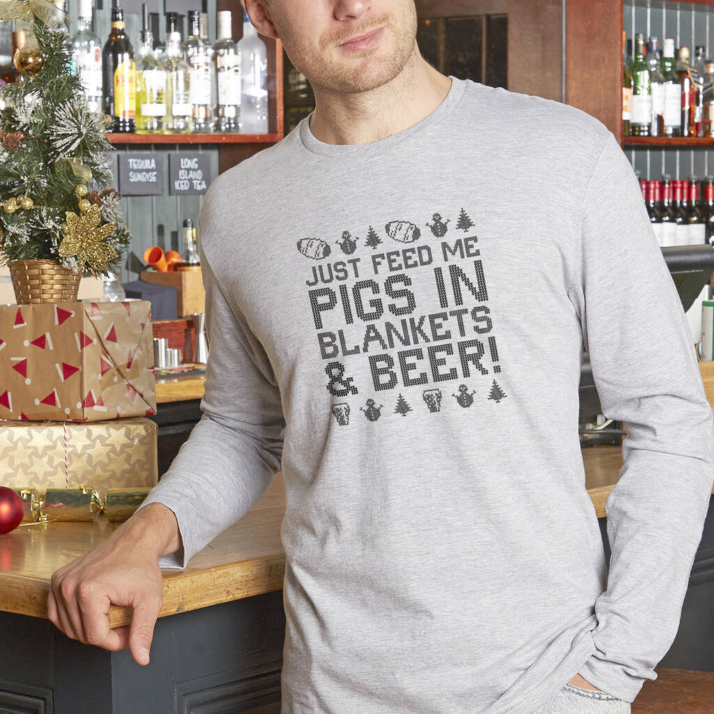 Pigs In Blankets Men's Long Sleeved Christmas T Shirt