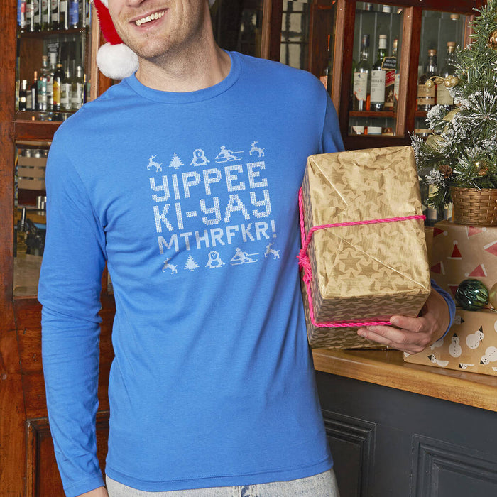 Men's Christmas Long Sleeved T-Shirt - Yippee Ki-Yay