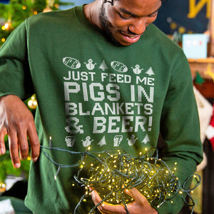 Men's Pigs In Blankets And Beer Christmas Sweatshirt