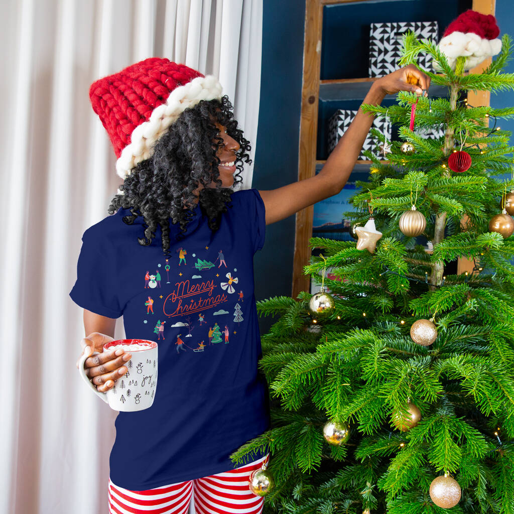 Merry Christmas Retro Festive Scene Christmas Pyjama Set