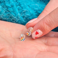 Mini Rainbow Heart Earring Studs