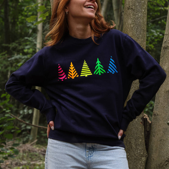 Multi Neon Trees Christmas Jumper Sweatshirt