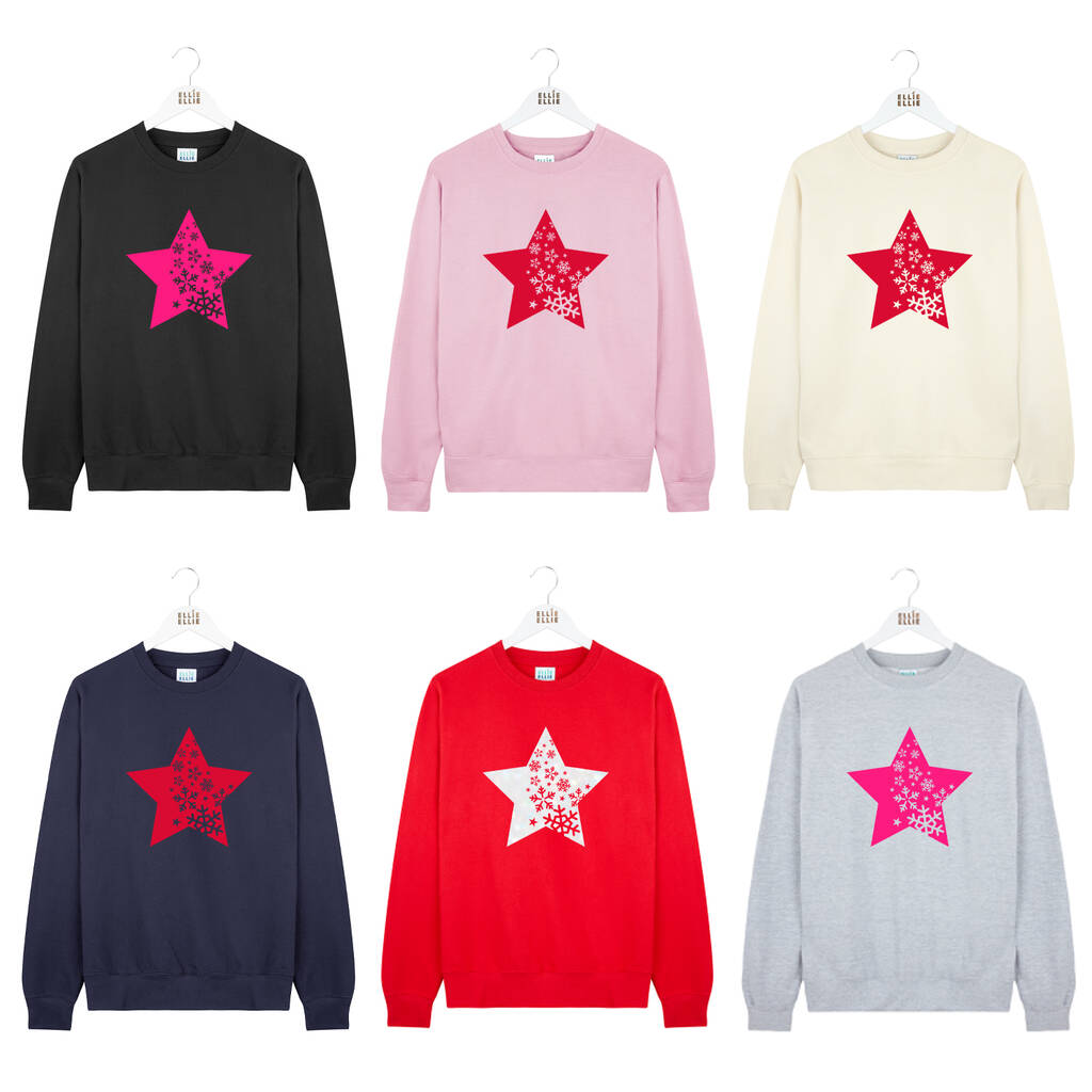 Neon Star Cascading Snowflakes Christmas Jumper Sweatshirt