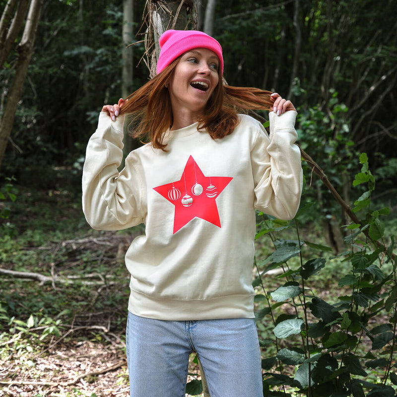 Neon Star Baubles Christmas Jumper Sweatshirt