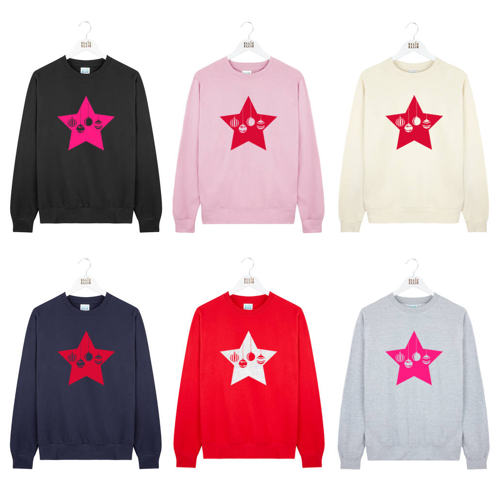 Neon Star Baubles Christmas Jumper Sweatshirt