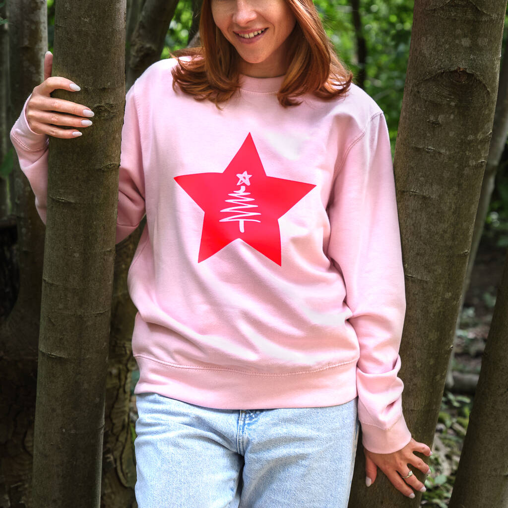 Christmas Tree Neon Star Christmas Jumper Sweatshirt