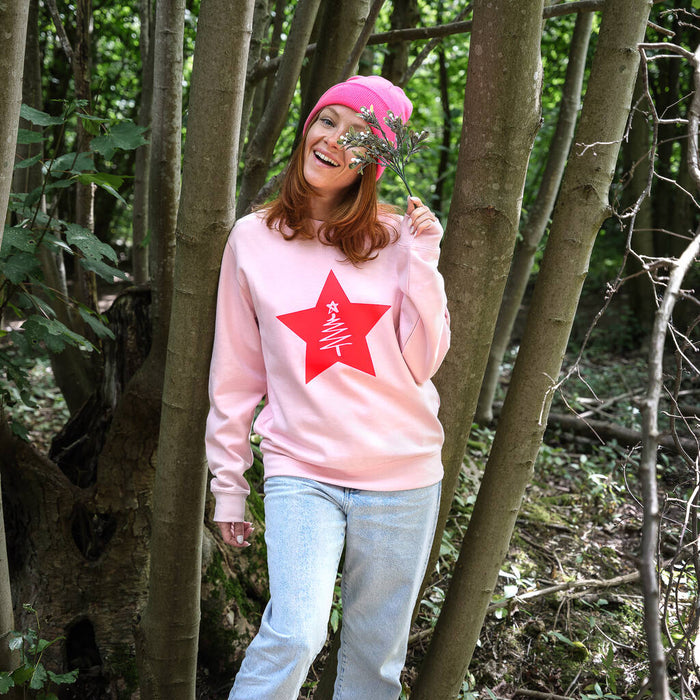 Christmas Tree Neon Star Christmas Jumper Sweatshirt