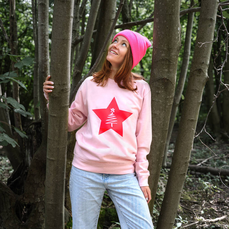 Christmas Tree Neon Star Christmas Jumper Sweatshirt