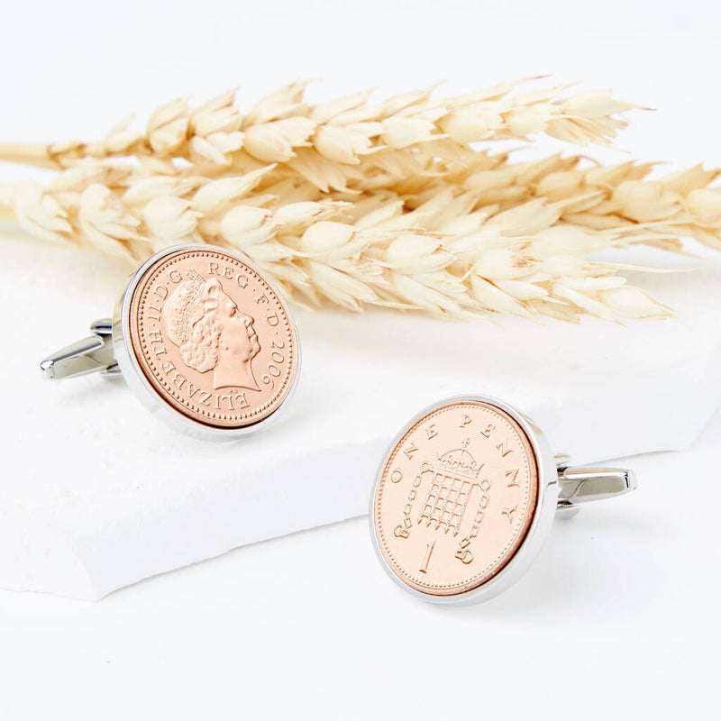 Lucky Penny Coin Cufflinks 1971 To 2007