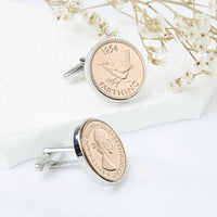 Farthing 1954 Or 1955 70th Birthday Coin Cufflinks