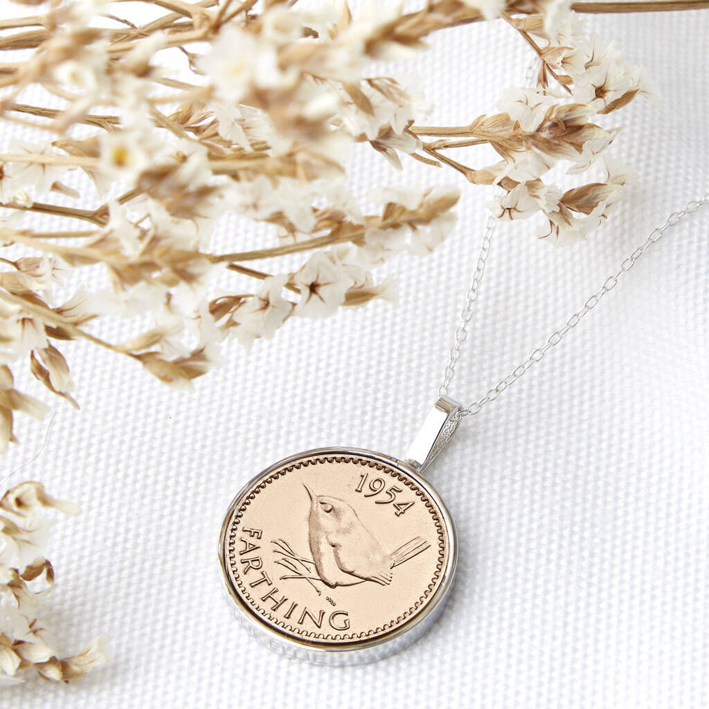 70th Birthday 1954 Farthing Coin Necklace