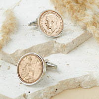 Farthing 90th 1934 or 1935 Birthday Coin Cufflinks