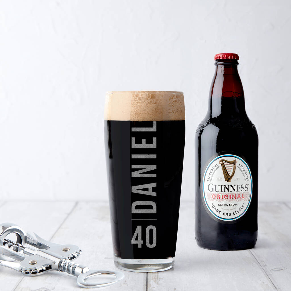 Personalised 40th Birthday Name And Age Beer Glass