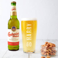 Personalised 60th Birthday Name And Age Beer Glass