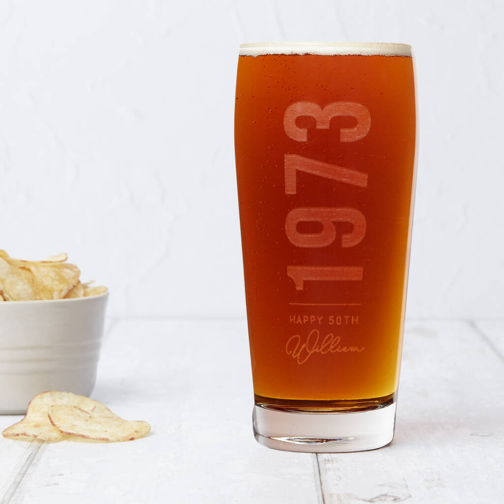 Personalised Birth Year And Name Beer Glass