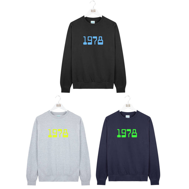 Personalised Birth Year Retro Game Font Men's Sweatshirt Jumper