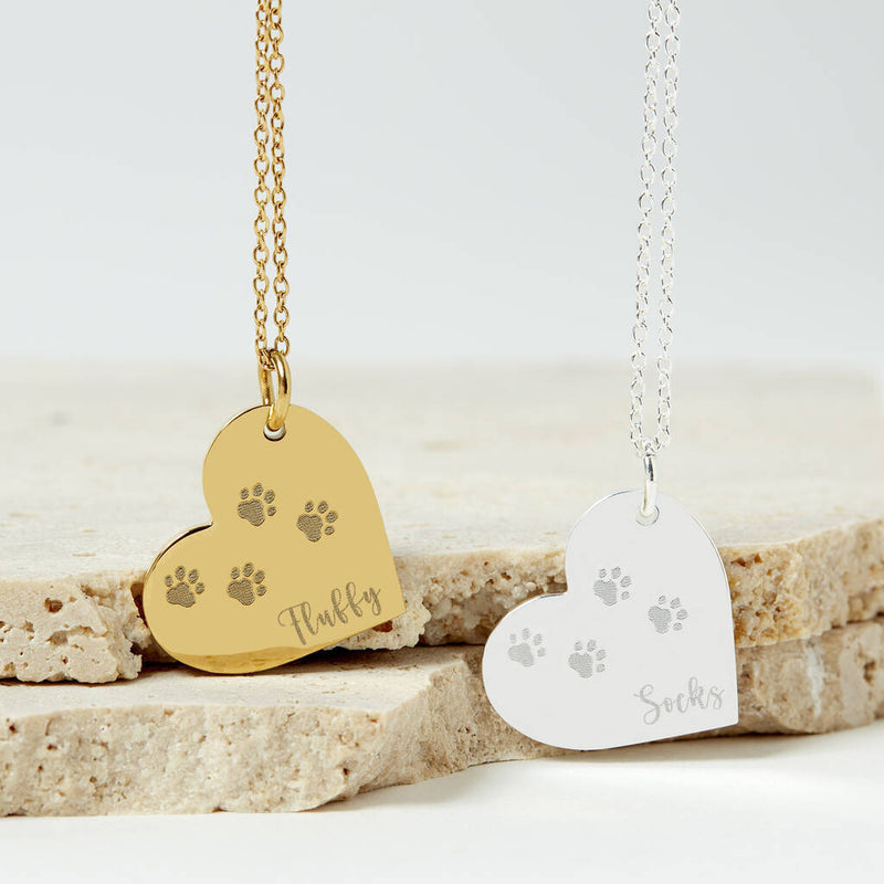 Personalised Cat Remembrance Silver Heart Necklace