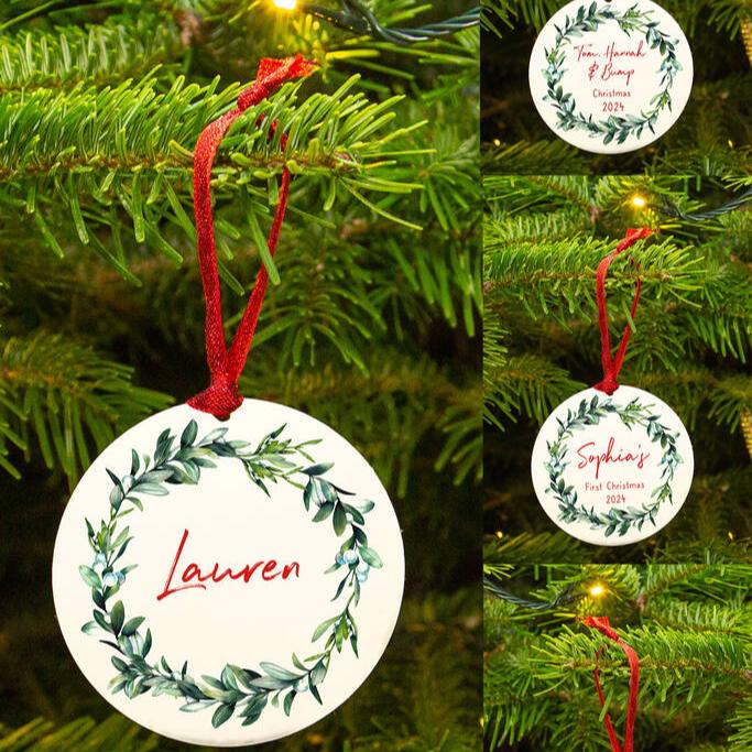 Personalised Couples First Christmas Decoration Mistletoe Bauble