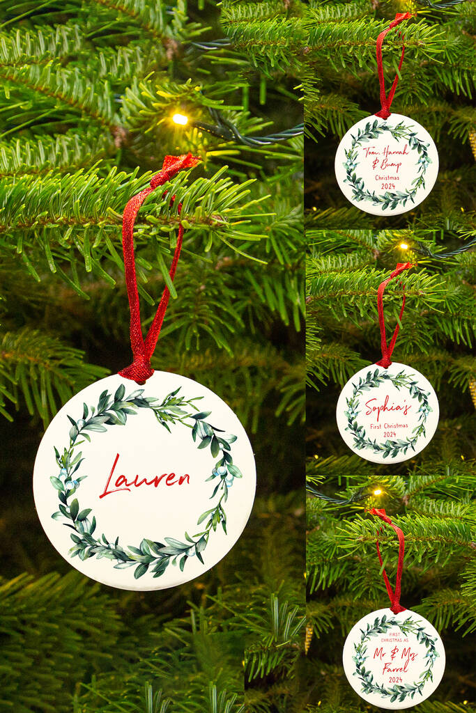 Personalised Couples First Christmas Decoration Mistletoe Bauble