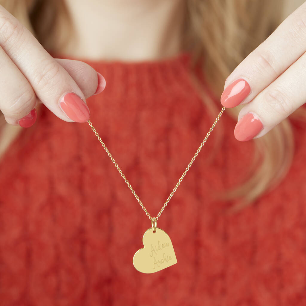 Personalised Couples Names Gold Plated Heart Necklace