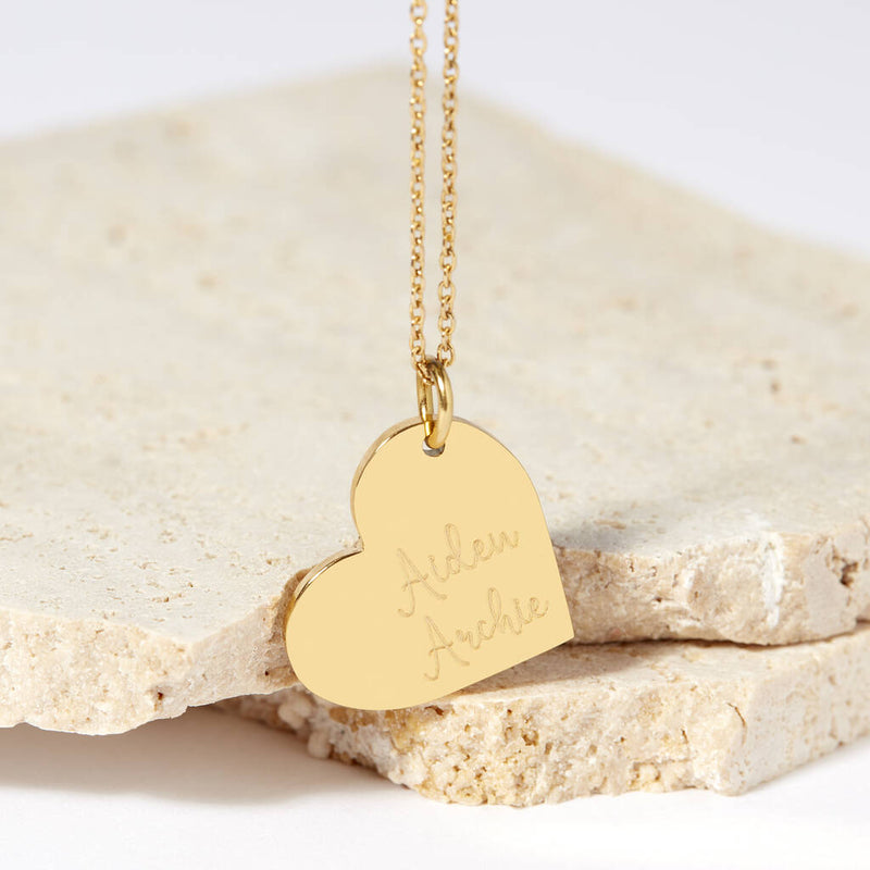 Personalised Couples Names Gold Plated Heart Necklace