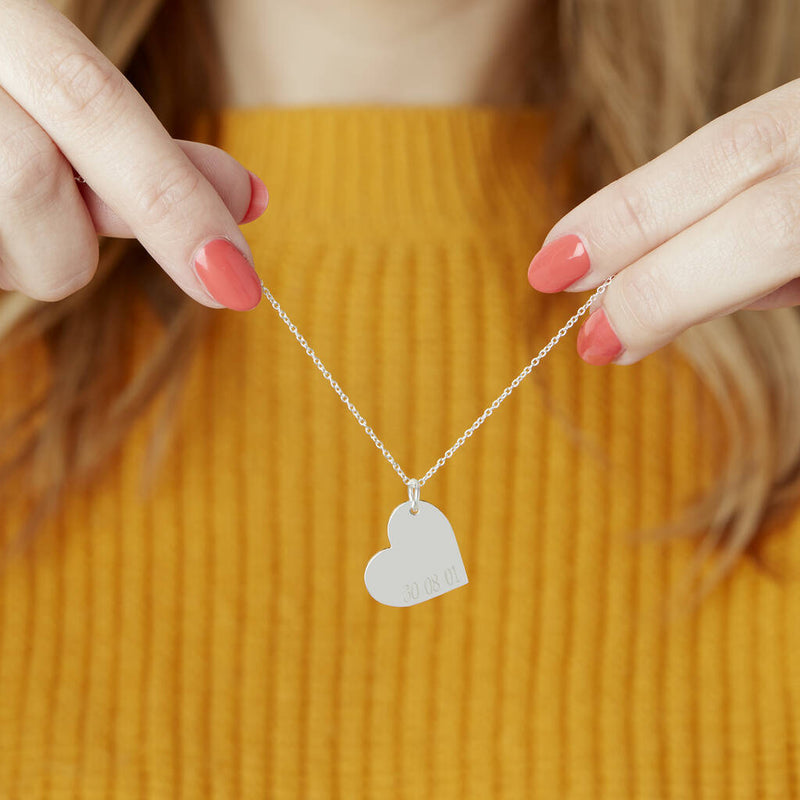 Personalised Special Date Silver Plated Heart Necklace