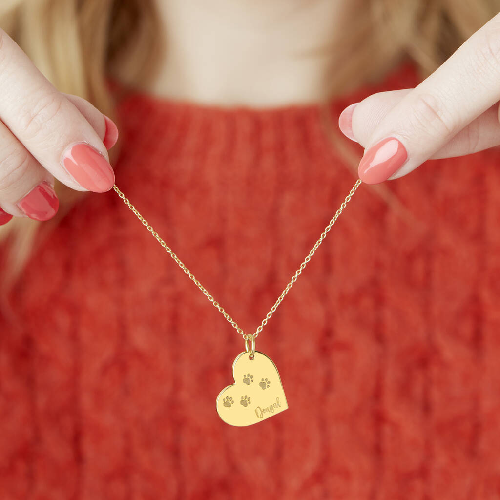 Personalised Cat Remembrance Gold Heart Necklace