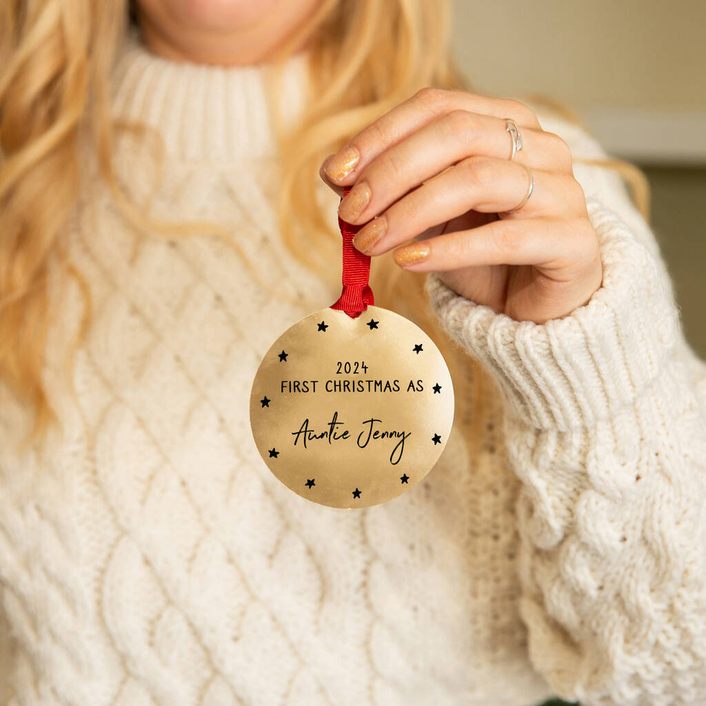 Personalised 'First Christmas as Aunty'  Christmas Decoration