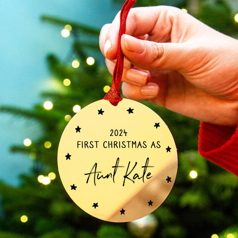 Personalised 'First Christmas as Aunty'  Christmas Decoration