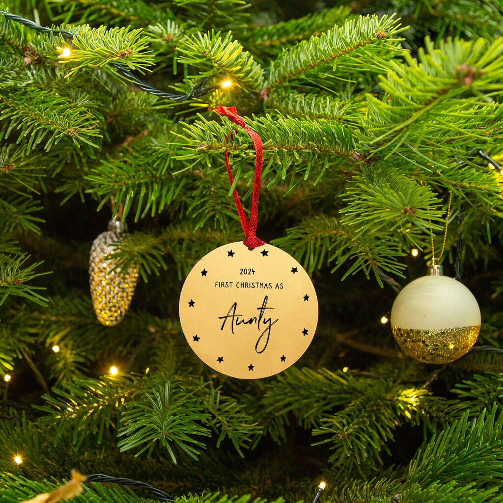 Personalised 'First Christmas as Aunty'  Christmas Decoration