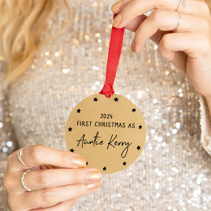 Personalised 'First Christmas as Aunty'  Christmas Decoration