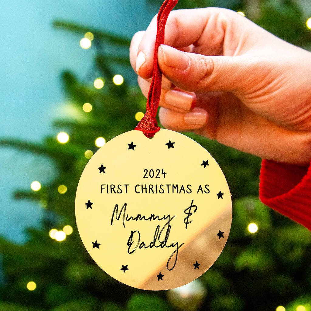 First Christmas As Mum And Dad Personalised Christmas Decoration Bauble