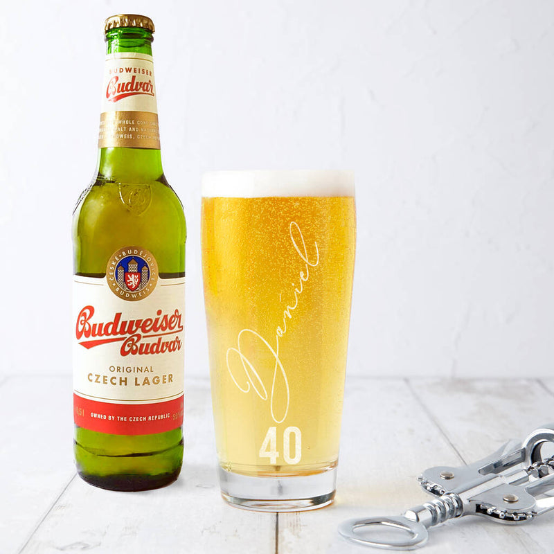 Personalised Name And Age Birthday Beer Glass