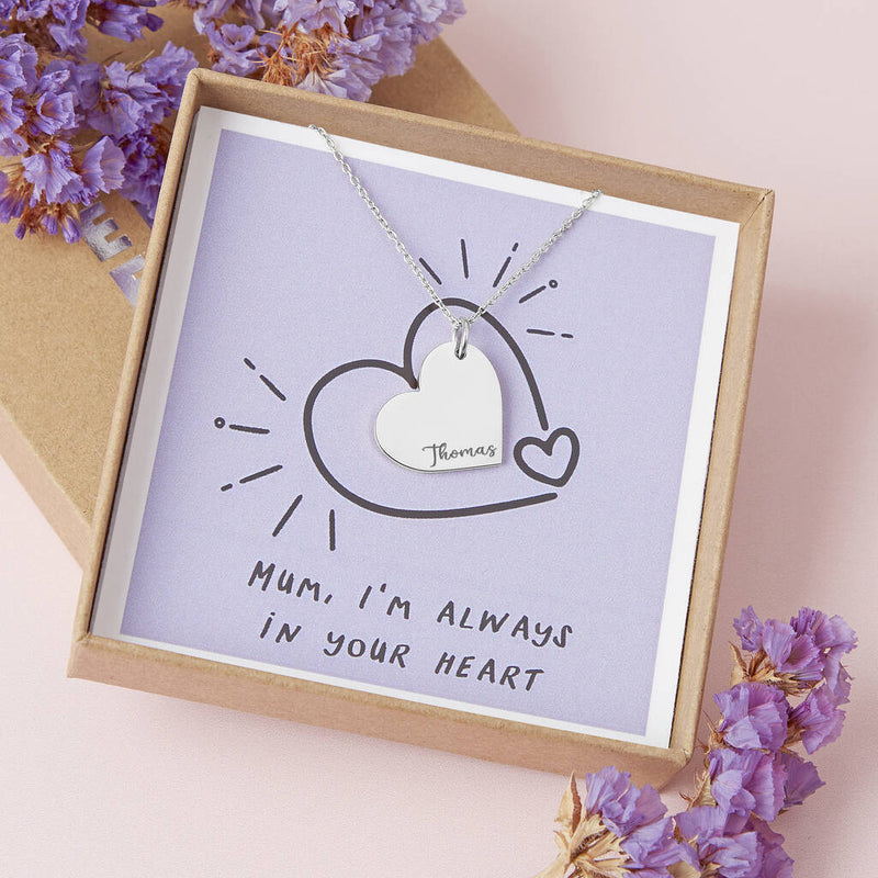 Always In Your Heart Mother’s Day Silver Plated Heart Necklace