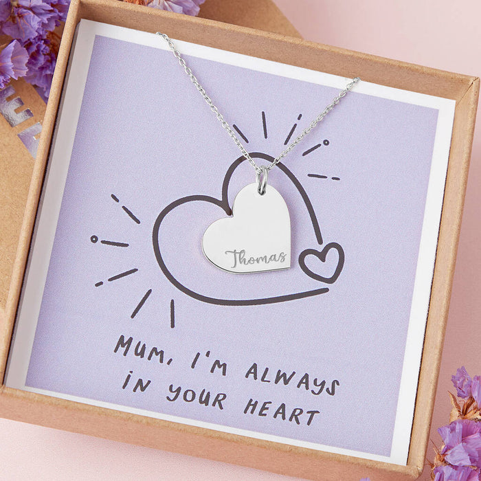 Always In Your Heart Mother’s Day Silver Plated Heart Necklace