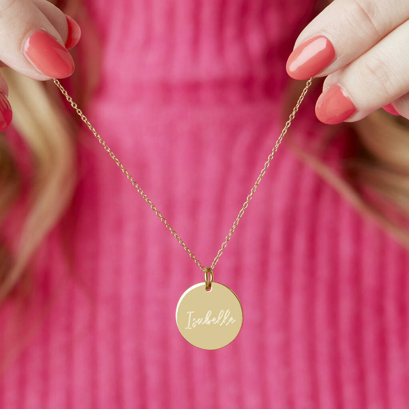 Personalised Name Gold Plated Disc Necklace