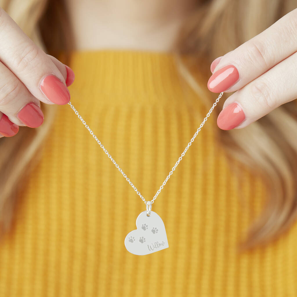 Personalised Pet Remembrance Silver Heart Necklace