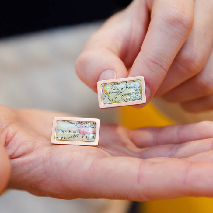 Personalised Rectangle Map Cufflinks