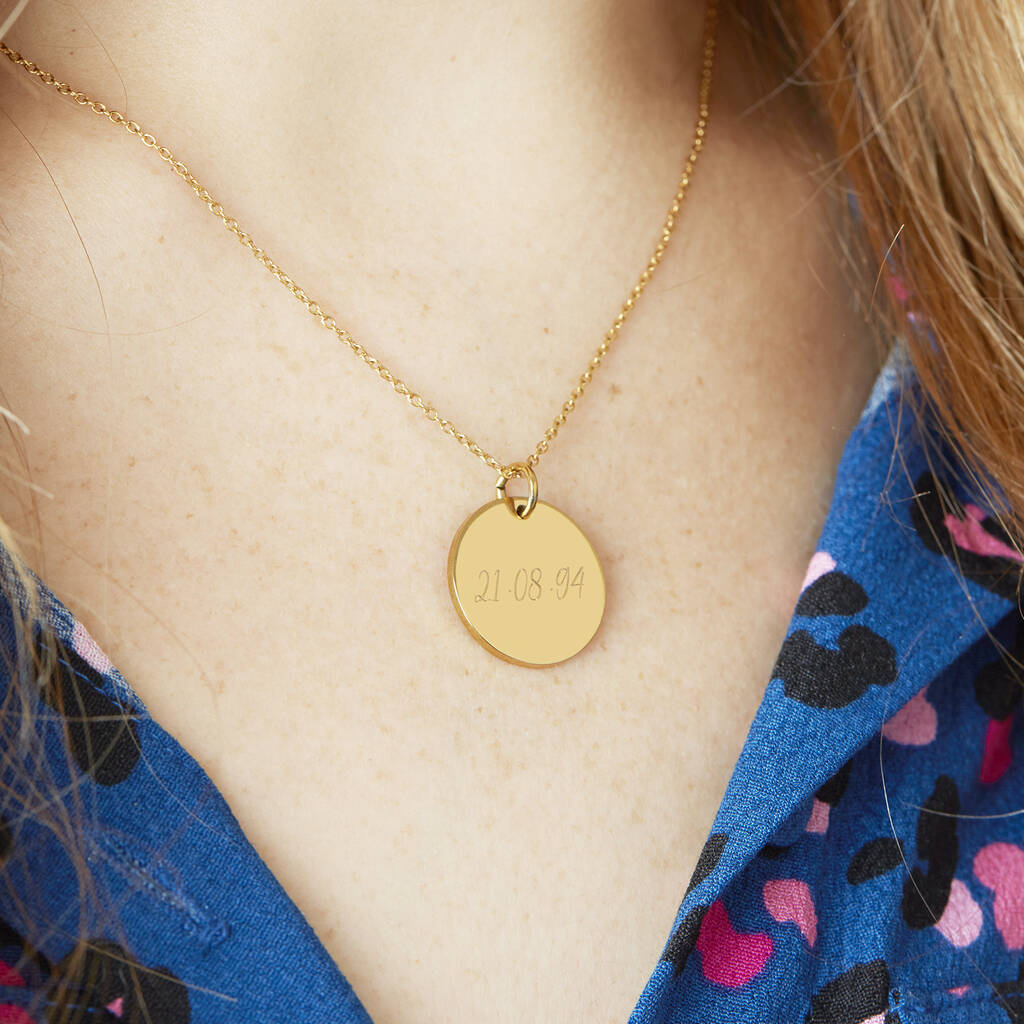 Personalised Special Date Gold Plated Disc Necklace