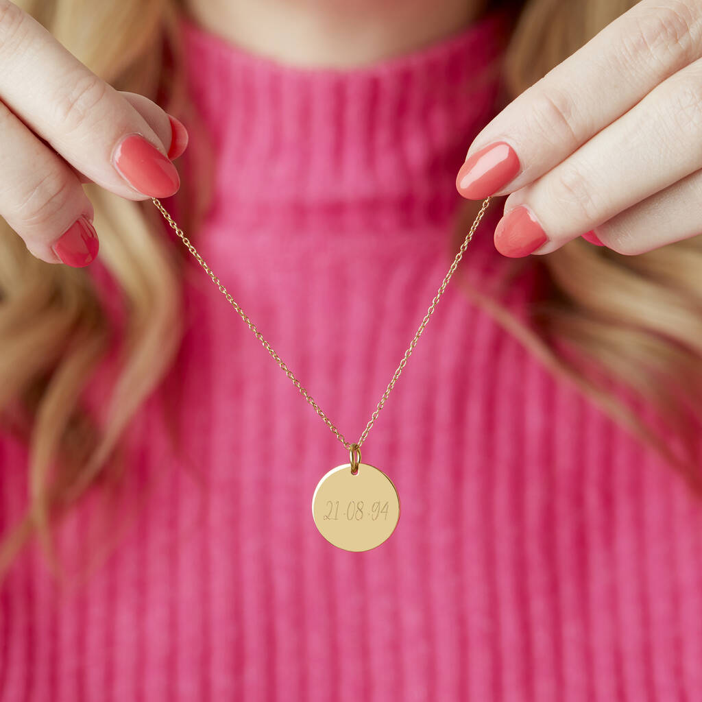 Personalised Special Date Gold Plated Disc Necklace